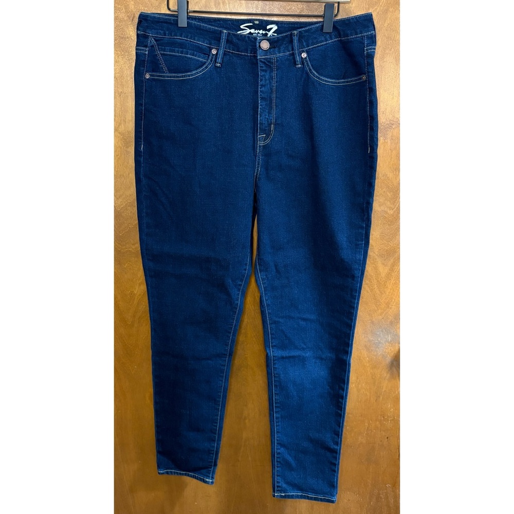 7 For All Mankind Dark Wash High Rise Skinny Jeans Size 14 Sleek Minimalist NEW